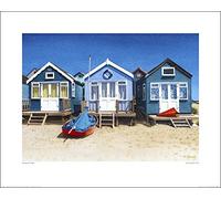 The Art Group "Margaret Heath Blue Beach Huts Paper Art Print, Multi-Colour, 40 x 50 x 1.3 cm