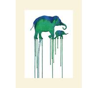 The Art Group Oliver Flores Asian Elephants Mounted Print, Multi-Colour, 30 x 40 x 1.3 cm