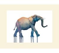 The Art Group Oliver Flores Elephant Walk Mounted Print, Multi-Colour, 30 x 40 x 1.3 cm