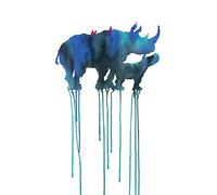 The Art Group Oliver Flores (Rhinoceros) -Canvas Print 30 x 40cm, Wood, Multicolour, 30 x 40 x 1.3 cm