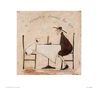 The Art Group "Sam Toft A Romantic Dinner For Two Paper Art Print, Multi-Colour, 40 x 40 x 1.3 cm