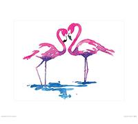 The Art Group "Sarah Stokes Flamingo Study Paper Art Print, Multi-Colour, 40 x 50 x 1.3 cm