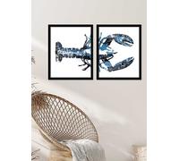The Art Group Set of 2 Framed Lobster Prints by Dan Hobday Black