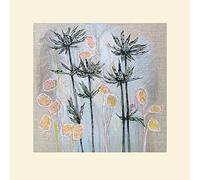 The Art Group Shyama Ruffell (Green Thistles) -Mounted Print 40 x 40cm, Paper, Multicoloured, 40 x 40 x 1.3 cm