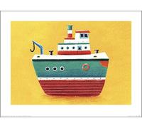 The Art Group "Simon Hart Tug Boat Paper Art Print, Multi-Colour, 30 x 40 x 1.3 cm
