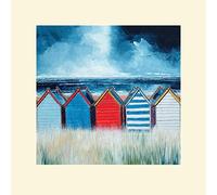 The Art Group Stuart Roy Beach Huts I Mounted Print, Multi-Colour, 40 x 40 x 1.3 cm