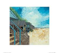 The Art Group "Stuart Roy Summer Beach Huts I Paper Art Print, Multi-Colour, 40 x 40 x 1.3 cm