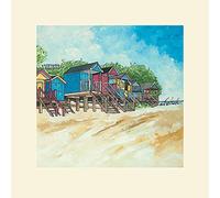The Art Group Stuart Roy Summer Beach Huts II Mounted Print, Multi-Colour, 40 x 40 x 1.3 cm