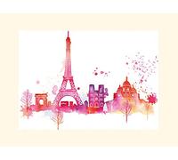 The Art Group Summer Thornton Paris Skyline Mounted Print, Multi-Colour, 30 x 40 x 1.3 cm