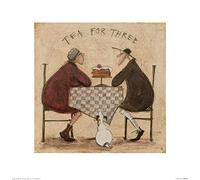 The Art Group Tea for Three 2 Sam Toft Art Print, Paper, Multi-Colour, 40 x 40 x 1.3 cm