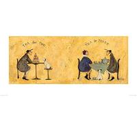 The Art Group "Tea for Two Tea for Three Sam Toft Art Print, Multi-Colour, 50 x 100 x 1.3 cm