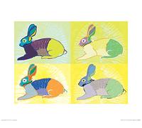 The Art Group Turnowsky (Rabbits Round The Clock) -Art Print 40 x 50cm, Paper, Multicoloured, 40 x 50 x 1.3 cm