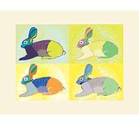 The Art Group Turnowsky (Rabbits Round the Clock) Mounted Print, Paper, Multi-Colour, 30 x 40 x 1.3 cm