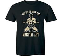 The Art of Fighting Mens Martial Arts Men T Shirt MMS Muay Thai Kick Boxing Top Navy Blue