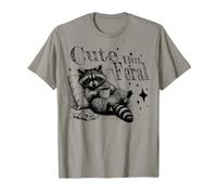 The Art of Print by NesYoupixel Cute But Feral Funny Raccoon Meme Love Coffee Unisex Adult T-Shirt