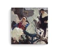 The Artist And His Model by Dean Cornwell 1921 American Figurative Poster with Studio Scene, Sculptor And Female Subject Artworks Canvas Room Aesthetic Wall Art Prints Home Modern Decor Unframe 16x16