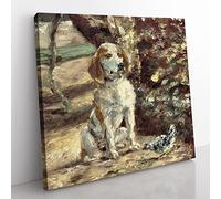 The Artist's Dog by Henri de Toulouse Lautrec Classic Painting Canvas Wall Art Print Ready to Hang, Framed Picture for Living Room Bedroom Home Office Décor, 35x35 cm (14x14 Inch)