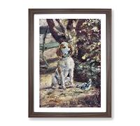 The Artist'S Dog By Henri De Toulouse Lautrec Classic Painting Framed Print | A3 Walnut Framed Wall Art | Ready to Hang | Classic Animal Picture | Living Room Bedroom Lounge Office
