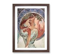 The Arts Poetry Vol.1 By Alphonse Mucha Classic Painting Framed Print | A2 Walnut Framed Wall Art | Ready to Hang | Classic Historical Picture | Living Room Bedroom Lounge Office