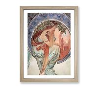 The Arts Poetry Vol.1 By Alphonse Mucha Classic Painting Framed Print | A3 Oak Framed Wall Art | Ready to Hang | Classic Historical Picture | Living Room Bedroom Lounge Office