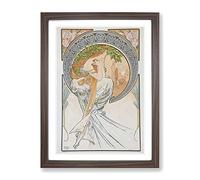 The Arts Poetry Vol.2 By Alphonse Mucha Classic Painting Framed Print | A3 Walnut Framed Wall Art | Ready to Hang | Classic Historical Picture | Living Room Bedroom Lounge Office