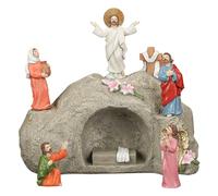 The Ascension Day of Jesus Scene Ornaments, Jesus Scene Ornaments, LED Ascension Day Jesus Statue, Jesus Holy Figurine, Resin Desk Decor Tabletop Ornament, Religious Figurines Decor