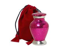 THE ASCENT MEMORIAL Small Cremation Urn for Human Remains Ashes for Women - Pink Glittered Keepsake Token with Velvet Carry Bag, Paper Funnel in a Beautiful Gift Box - Serenity Funeral Urn & Keepsake