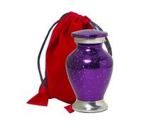 THE ASCENT MEMORIAL Small Cremation Urns for Human Funeral Ashes Set of 1 - Purple Glittered Keepsake Token with Velvet Carry Bag, Paper Funnel in a Beautiful Gift Box - Funeral Urns and Keepsake