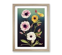 The Assorted Flowers Framed Print | A2 Oak Framed Wall Art | Ready to Hang | Modern Floral Picture | Living Room Bedroom Lounge Office