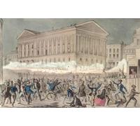 The Astor Place Riot May 10, 1849 in front of the now-demolished Astor Place Opera House New York USA Fueled by the rivalry between American Shakespearean actors Edwin Forrest and Englishman William