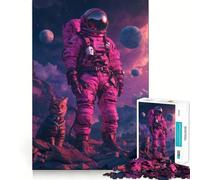 The Astronaut And The Cat Jigsaw Puzzles for Teenagers 1000 Pieces Logic Sense Toy Calm Fun Smooth Edge Birthday Gift (50x75cm)