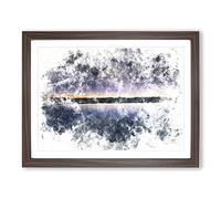 The Atacama Desert In Chile Watercolour Modern Framed Print | A3 Walnut Framed Wall Art | Ready to Hang | Modern Landscape Picture | Living Room Bedroom Lounge Office