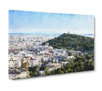 The Athens Skyline Canvas Print | Gallery Wrapped 30mm Frame Wall Art | 30x20 inches | Ready to Hang | Modern Cityscape Picture | Living Room Bedroom Lounge Office