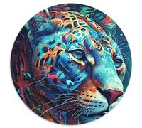 The Attentive Jaguar Puzzles for 1000 Piece 1000 Piece Round Jigsaw Brain Teaser, Adult Game, Family Interactive Activity 67.5x67.5cm