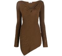 The Attico asymmetric ribbed-knit minidress - Brown 38-40-42-44
