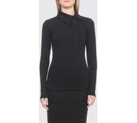 THE ATTICO Asymmetric Stretch Cotton Polo Shirt - Size: 40 - female