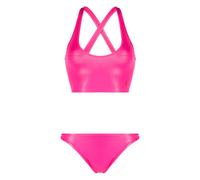 The Attico logo-embroidered crossover-strap bikini - Pink XS-S-L