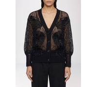 THE ATTICO Openwork Wool Blend Cardigan with Feathers - Size: 38 - female