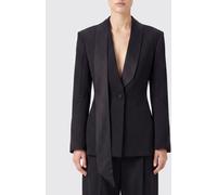 THE ATTICO Slim Fit Virgin Wool Blazer with Satin Shawl Collar - Size: 40 - female