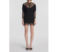 THE ATTICO Virgin Wool Knit Mini Dress with Lace Inserts - Size: 38 - female