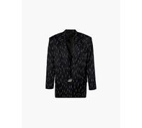 The Attico Womens Black/white Dash-stripe Single-breasted Wool Blazer 10