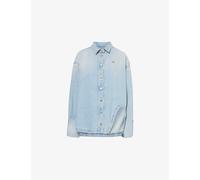 The Attico Womens Light Blue Denim Dropped-shoulder Relaxed-fit Jacket 8