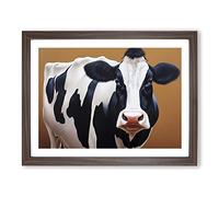 The Attractive Cow BLK Framed Print | A3 Walnut Framed Wall Art | Ready to Hang | Modern Animal Picture | Living Room Bedroom Lounge Office