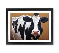 The Attractive Cow BLK Framed Print | A4 Black Framed Wall Art | Ready to Hang | Modern Animal Picture | Living Room Bedroom Lounge Office