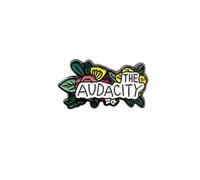 The Audacity Enamel Pin Badge - Floral Quote Lapel Pin, Colourful Botanical Statement Brooch for Jackets, Backpacks, Hats, Bags & Gifts