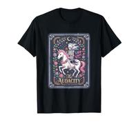 The Audacity Tarot Card Funny Skeleton Riding Unicorn T-Shirt