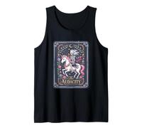 The Audacity Tarot Card Funny Skeleton Riding Unicorn Tank Top