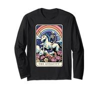The Audacity Tarot Card Skeleton Riding Unicorn Sarcastic Long Sleeve T-Shirt