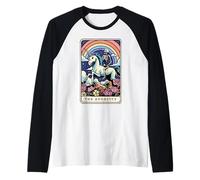 The Audacity Tarot Card Skeleton Riding Unicorn Sarcastic Raglan Baseball Tee