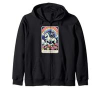 The Audacity Tarot Card Skeleton Riding Unicorn Sarcastic Zip Hoodie